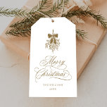 Gold Holly Berry Bouquet Romantic Merry Christmas Gift Tags<br><div class="desc">This Christmas gift tag features elegant and romantic swirly calligraphy lettering with a winter holly berry bouquet,  and a simple pine tree pattern on the back. For more advanced customisation of this design,  please click the BLUE DESIGN TOOL BUTTON above!</div>