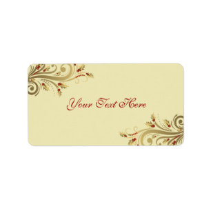 Gold Holly Flourish Christmas Address Label