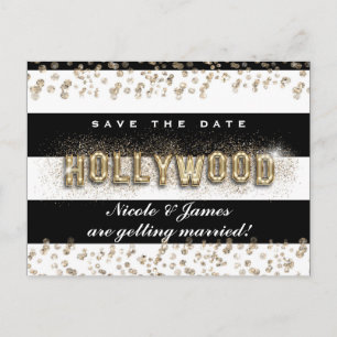Gold Hollywood Black & White Stripes Postcard