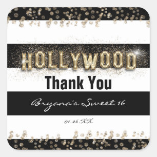 Gold Hollywood Black & White Stripes Stickers