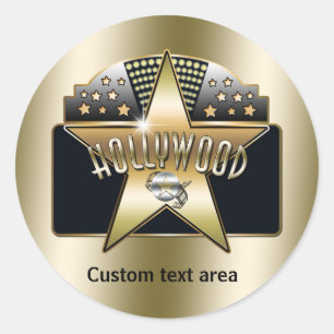 Gold Hollywood Retro Typography Star Party Sticker