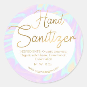 Gold Holographic Chic Hand Sanitizer Labels