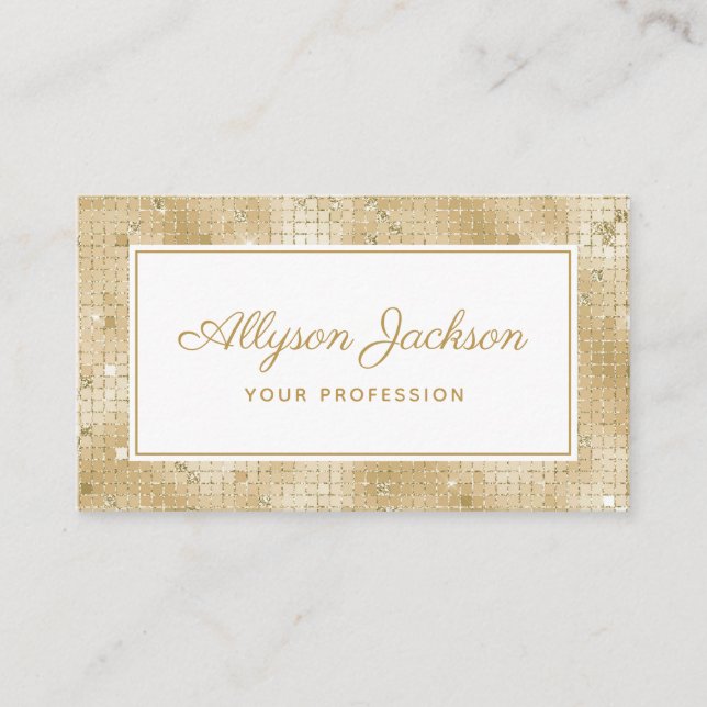 Gold Holographic Script Business Card (Front)