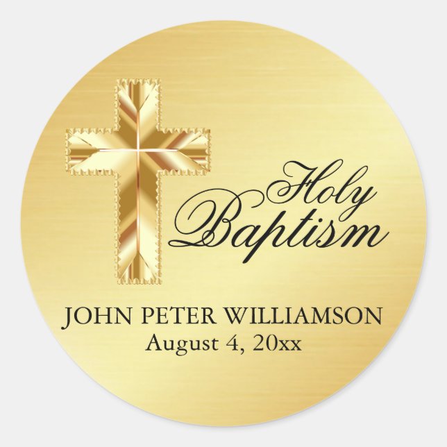 Gold Holy Baptism Catholilc Evelope Seal wth Cross (Front)
