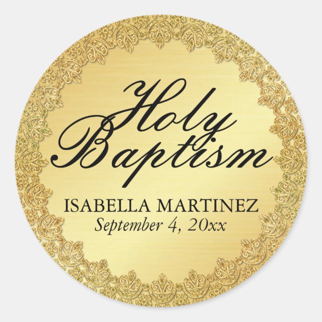 Gold Holy Baptism Sacrament Catholic Sticker Seal (Front)