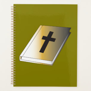 Gold Holy Bible with Black Cross Religious Planner