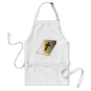 Gold Holy Bible with Black Cross Religious Standard Apron