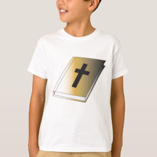 Gold Holy Bible with Black Cross Religious T-Shirt
