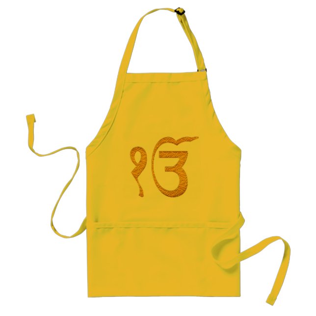 Gold Holy Ek Onkar Sikh Langar Apron with Pockets (Front)