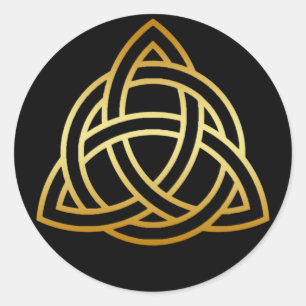 GOLD HOLY TRINITY KNOT CLASSIC ROUND STICKER