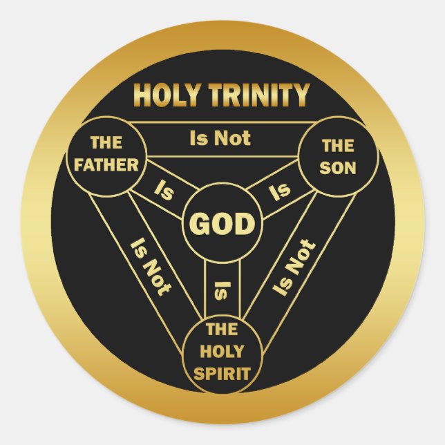 GOLD HOLY TRINITY SHIELD CLASSIC ROUND STICKER (Front)