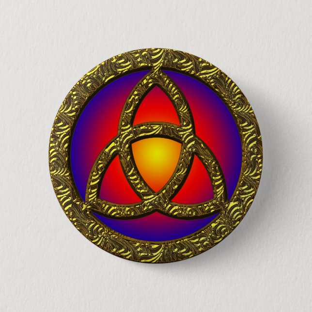 GOLD HOLY TRINITY SYMBOL 6 CM ROUND BADGE (Front)