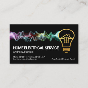 Gold Home Bulb Electrified Lightning Charge Business Card