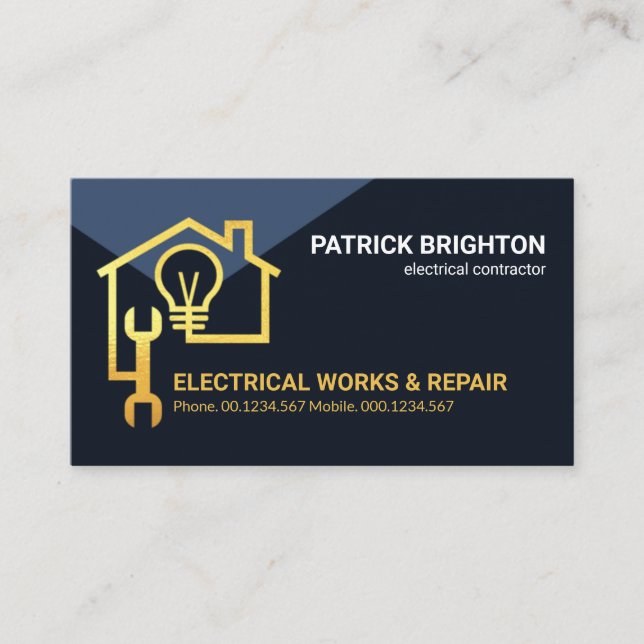 Gold Home Electric Circuit Wiring Business Card (Front)