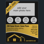 Gold Home Icon For Sale Real Estate Agent Flyers<br><div class="desc">© Sunny Mars Designs. Gold Home Icon Sell Your Own Home Real Estate Flyers – Cool, easily customisable custom printed real estate agent flyers template with an elegant gold house icon against a black and gold background and space to add five photos. Perfect for home builders, contractors, construction companies and...</div>