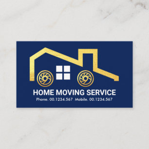 Gold Home On Wheels Moving Business Card