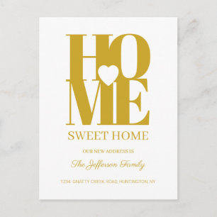 Gold Home Sweet Home Moving Announcement Postcard