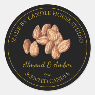 Gold Homemade Almond Candle Label   Black