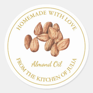 Gold Homemade Almond Oil Label   White