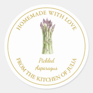 Gold Homemade Asparagus Pickle Label White