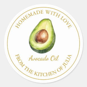 Gold Homemade Avocado Oil Label   White
