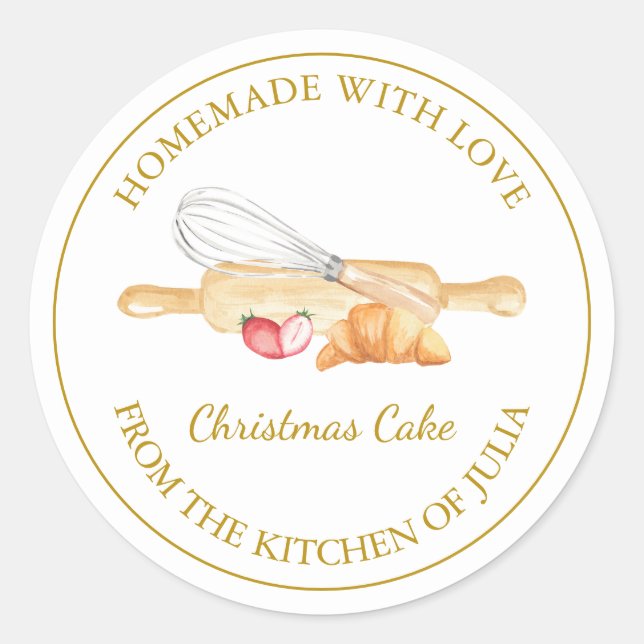 Gold Homemade Baking Small Business Label | White (Front)