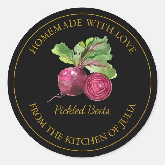 Gold Homemade Beet Root Pickle Label | Black (Front)