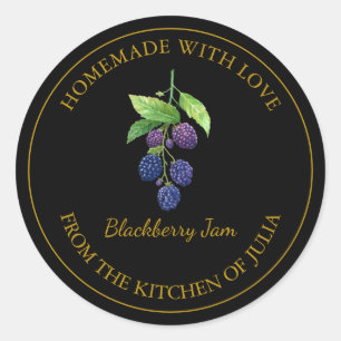 Gold Homemade Blackberry Jam Label   Black