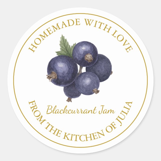 Gold Homemade Blackcurrant Jam Label (Front)
