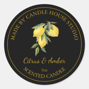 Gold Homemade Citrus Candle Label   Black