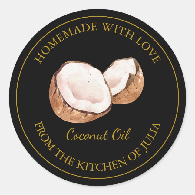 Gold Homemade Coconut Oil Label | White (Front)