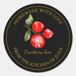 Gold Homemade Cranberry Jam Label   Black
