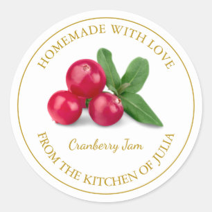 Gold Homemade Cranberry Jam Label White