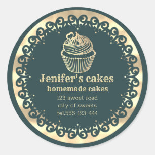 Gold Homemade cupcakes and treats packaging Classic Round Sticker