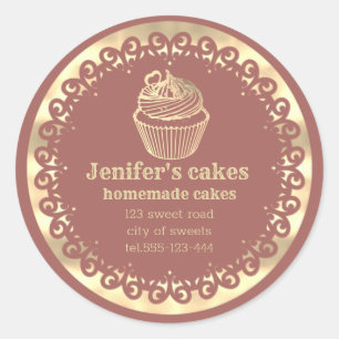 Gold Homemade cupcakes and treats packaging Classic Round Sticker