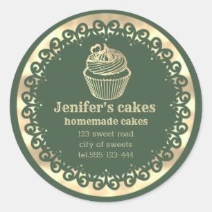 Gold Homemade cupcakes and treats packaging Classic Round Sticker