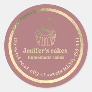 Gold Homemade cupcakes and treats packaging Classic Round Sticker