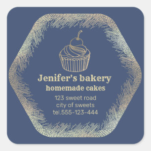Gold Homemade cupcakes and treats packaging Square Sticker