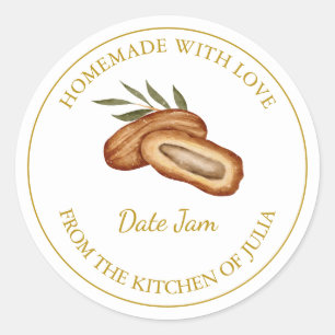 Gold Homemade Date Jam Label   White