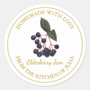 Gold Homemade Elderberry Jam Label White