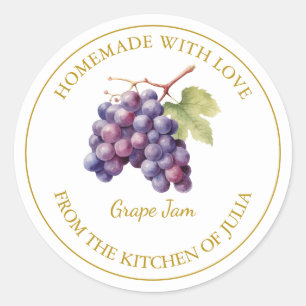 Gold Homemade Grape Jam Label   White