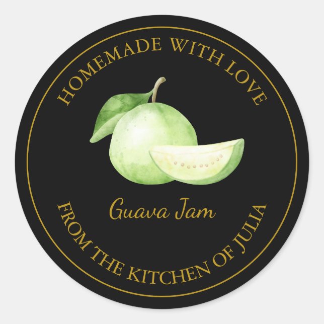 Gold Homemade Guava Jam Label | Black (Front)