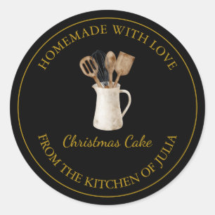 Gold Homemade Kitchen Business Label   Black