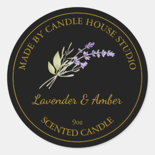 Gold Homemade Lavender Candle Label Black