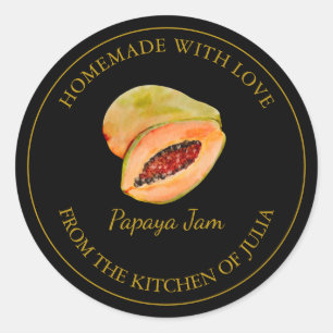 Gold Homemade Papaya Jam Label Black