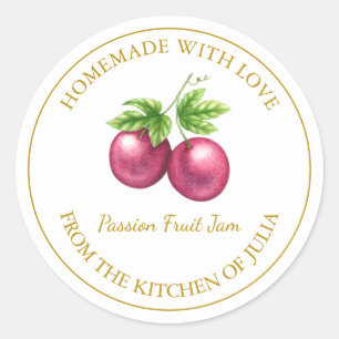 Gold Homemade Passion Fruit Jam Label   White