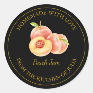 Gold Homemade Peach Jam Label Black