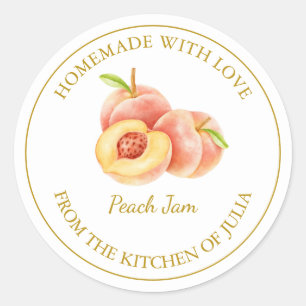 Gold Homemade Peach Jam Label   White