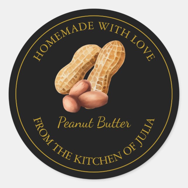 Gold Homemade Peanut Butter Label | Black (Front)