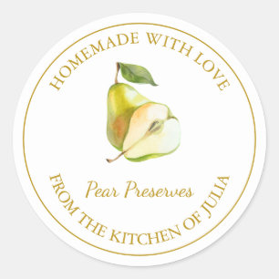 Gold Homemade Pear Preserves Label   White